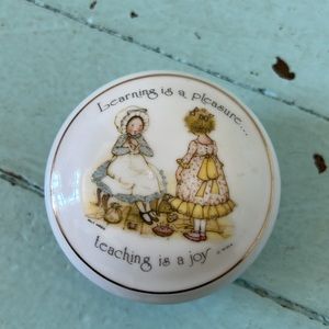 Vintage Holly Hobbie Covered Trinket Covered Dish. Made in Japan